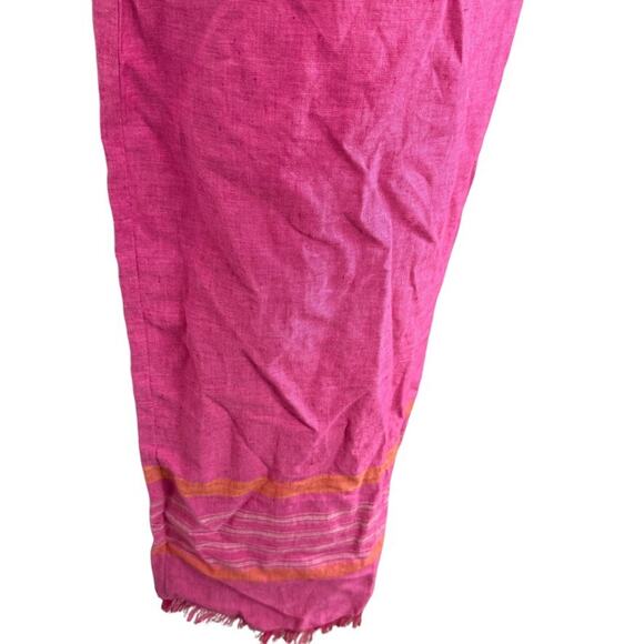 Liz Claiborne Sport 100% Linen Pink Sleeveless Maxi Dress Fringe Trim NWT sz 8 - Picture 2 of 16